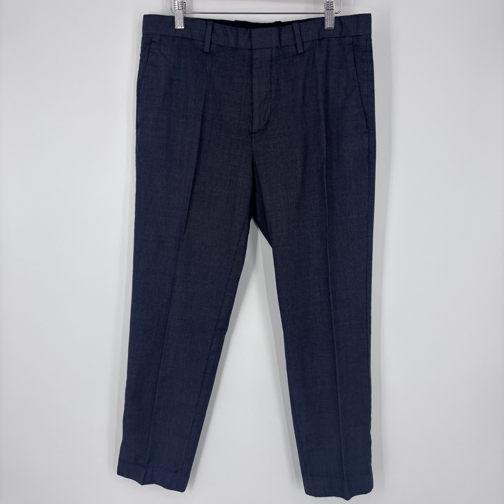 Theory Textured Cotton Dress Pants Mens 32x27 (Tag 33) Blue Gray Minimalist